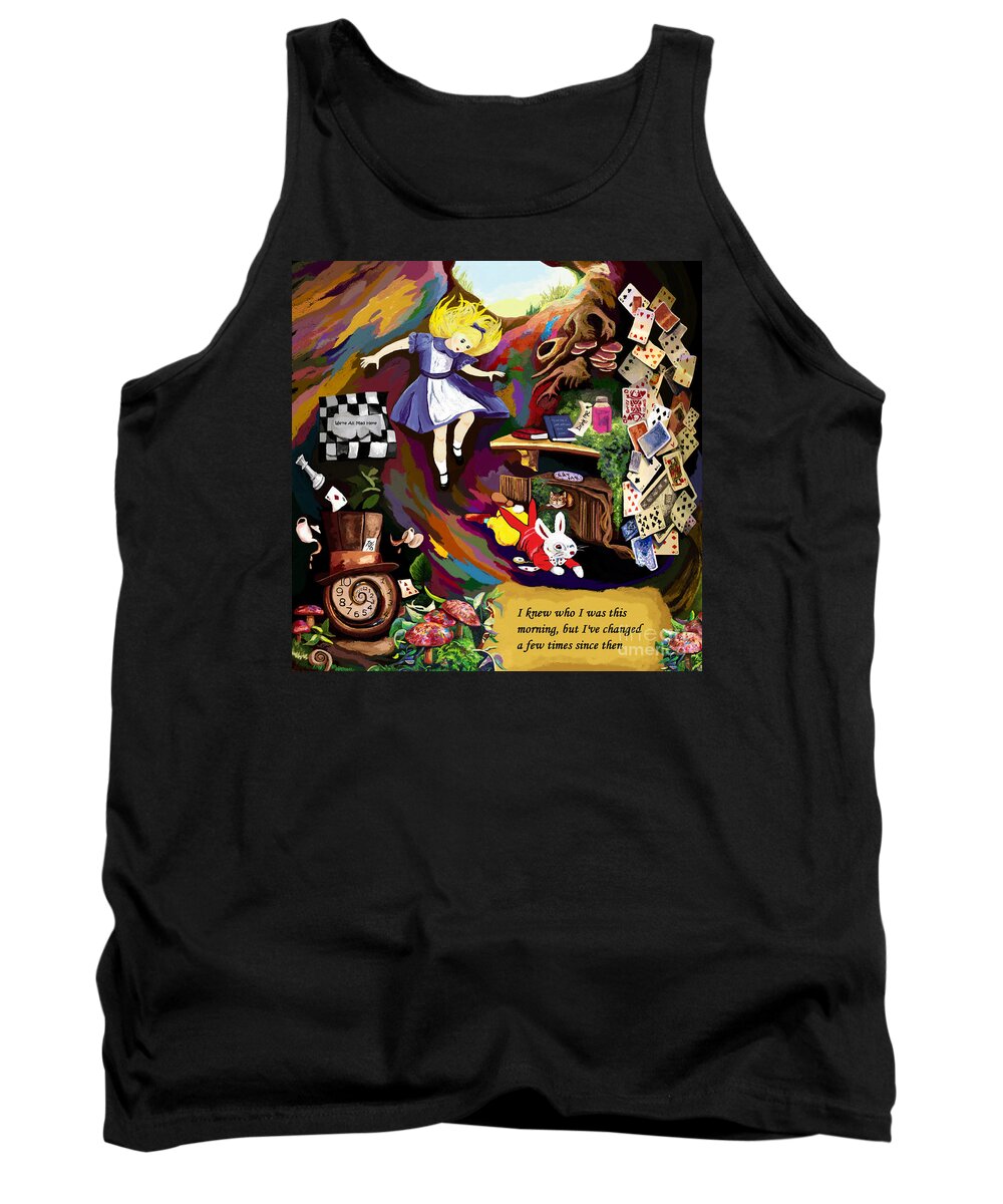 Aliceinwonderland Tank Top featuring the painting Alice is Changing by Jackie Case