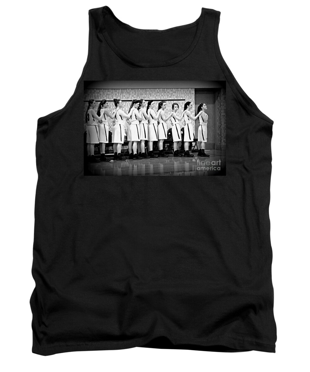 Black And White Tank Top featuring the photograph Allegiance - Stand for the Flag by Frank J Casella