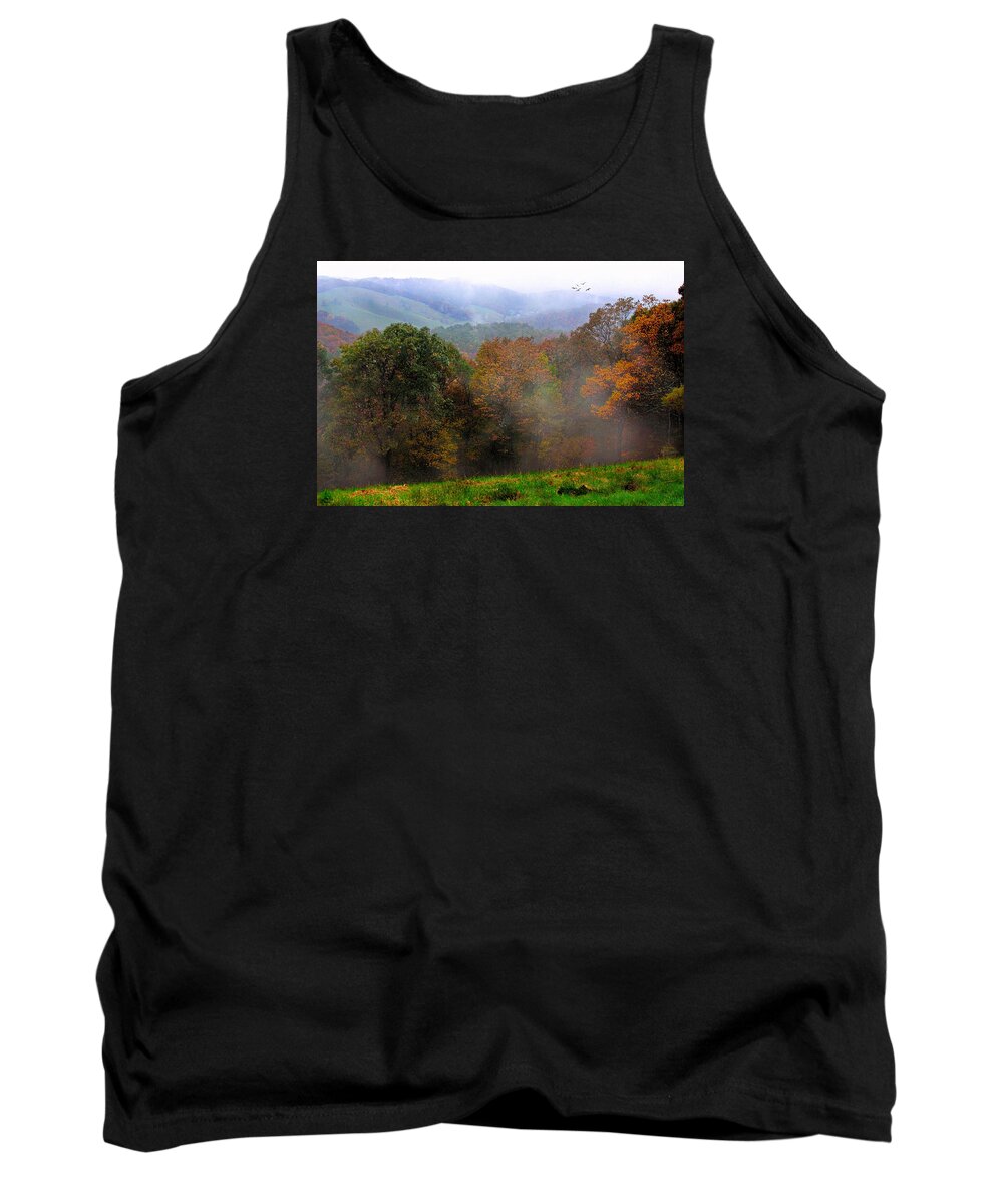 Trees Tank Top featuring the photograph Along the BRP by Joan Bertucci