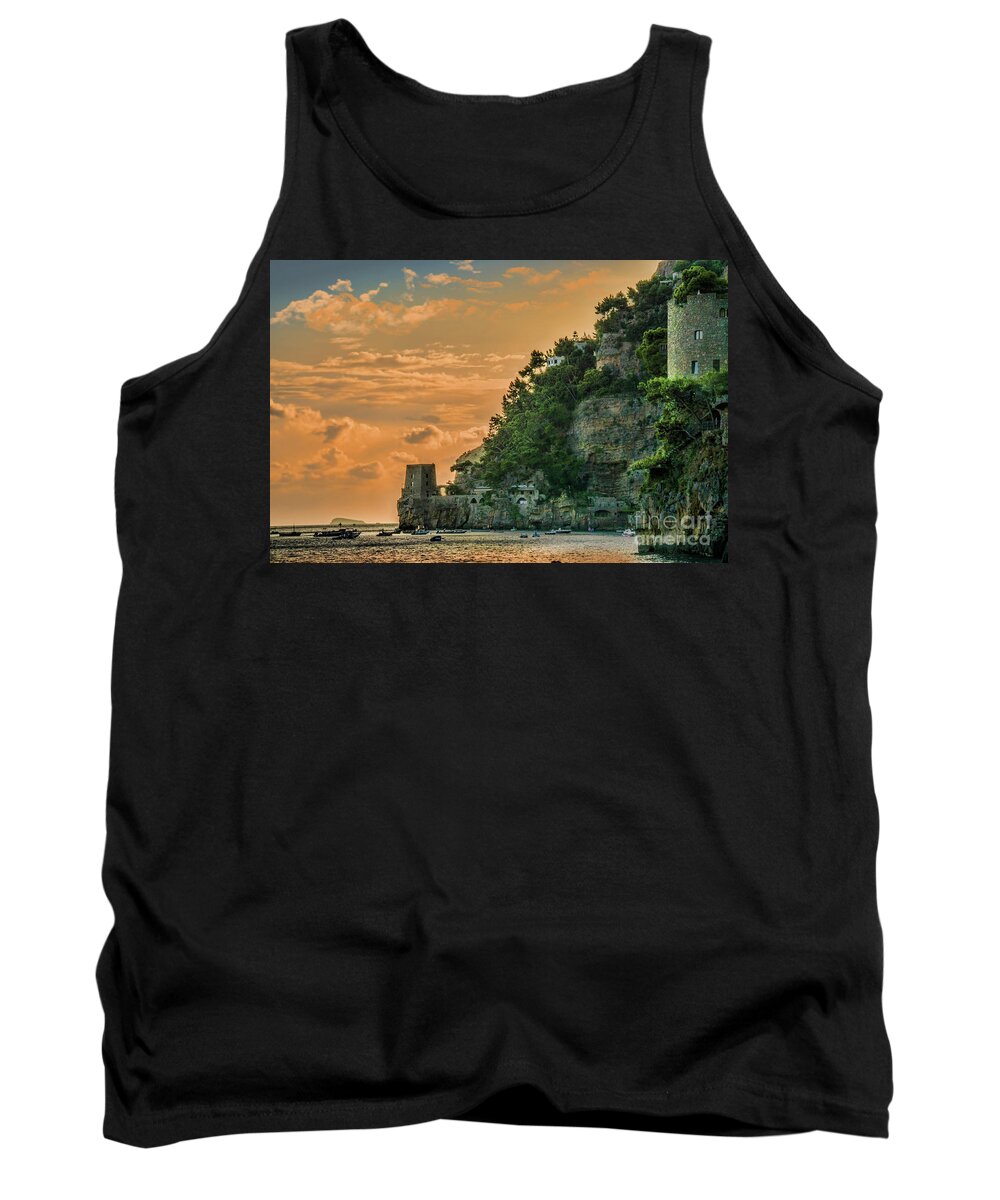 Sunset Tank Top featuring the photograph Amalfi sunset by Maria Rabinky
