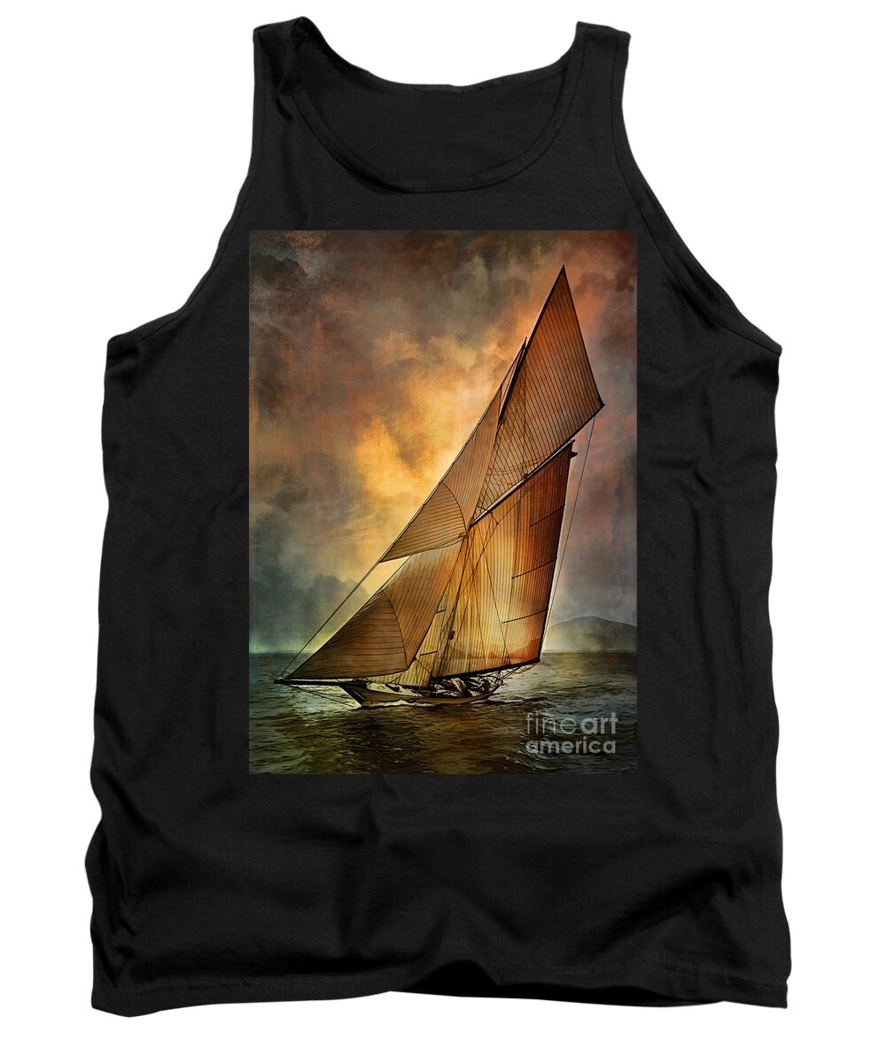 Sailboat Tank Top featuring the digital art America's Cup 1 by Andrzej Szczerski