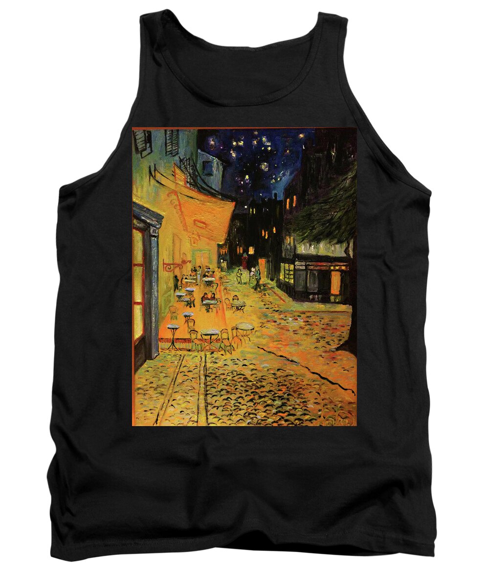 Van Gogh Tank Top featuring the painting Anitra's Version of Van Gogh's Cafe Terrace at Night by Anitra Handley-Boyt