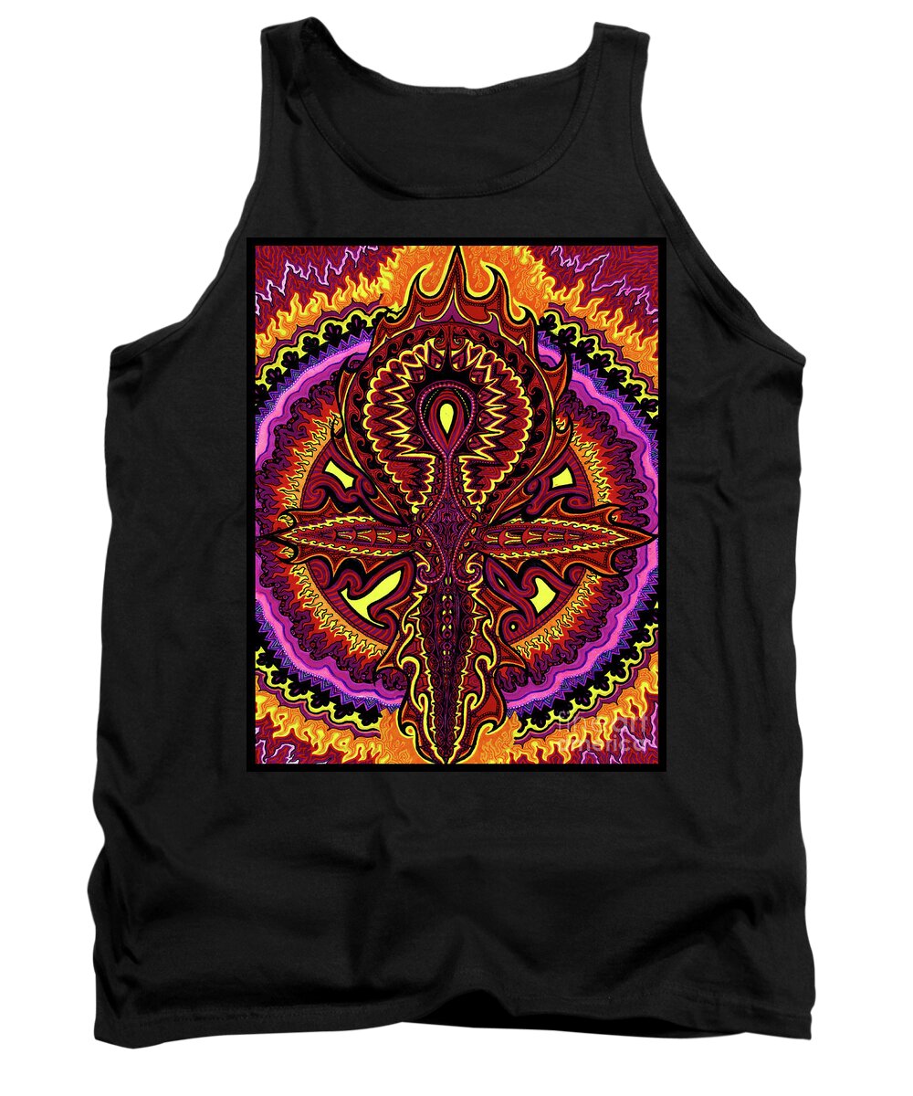 Ankh Tank Top featuring the drawing Ankh by Baruska A Michalcikova