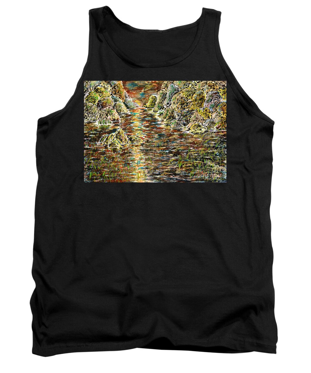 Watercolor Tank Top featuring the painting Another days eve by Almo M