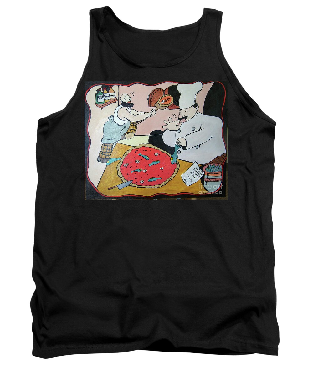 Kitchen Art Tank Top featuring the painting Arte Pizza by Pat Saunders-White