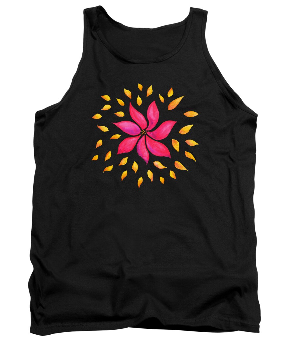Abstract Tank Top featuring the painting Abstract Whimsical Watercolor Pink Flower by Boriana Giormova