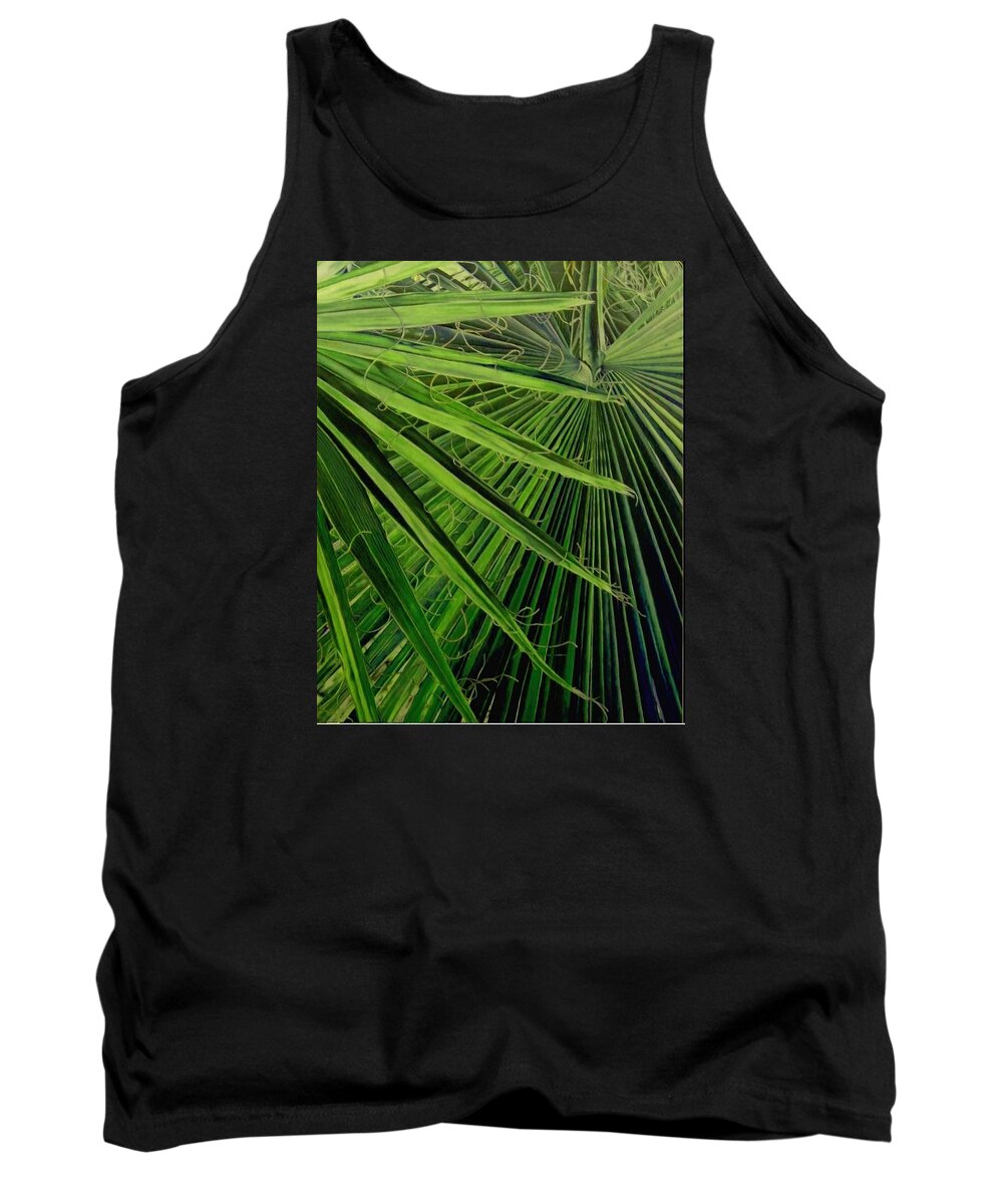 Palm Tank Top featuring the painting Ascending Perfection is no Triffle by Ben Saturen
