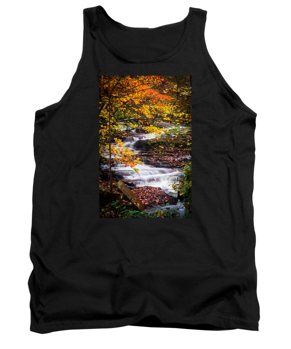 Waterfall Tank Top featuring the photograph Autumn Cascade by Parker Cunningham
