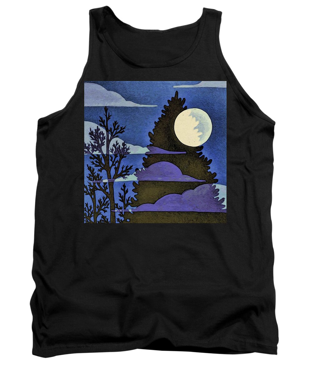 Night Tank Top featuring the digital art Autumn Moon by Paisley O'Farrell