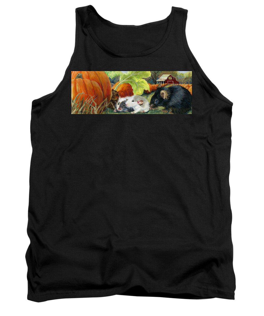 Mice Tank Top featuring the painting Baby's First Autumn by Jacquelin L Westerman