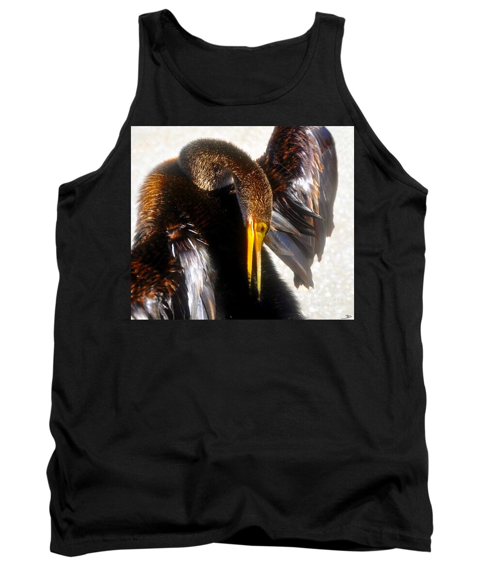 Anhinga Tank Top featuring the painting Back Scratcher by David Lee Thompson