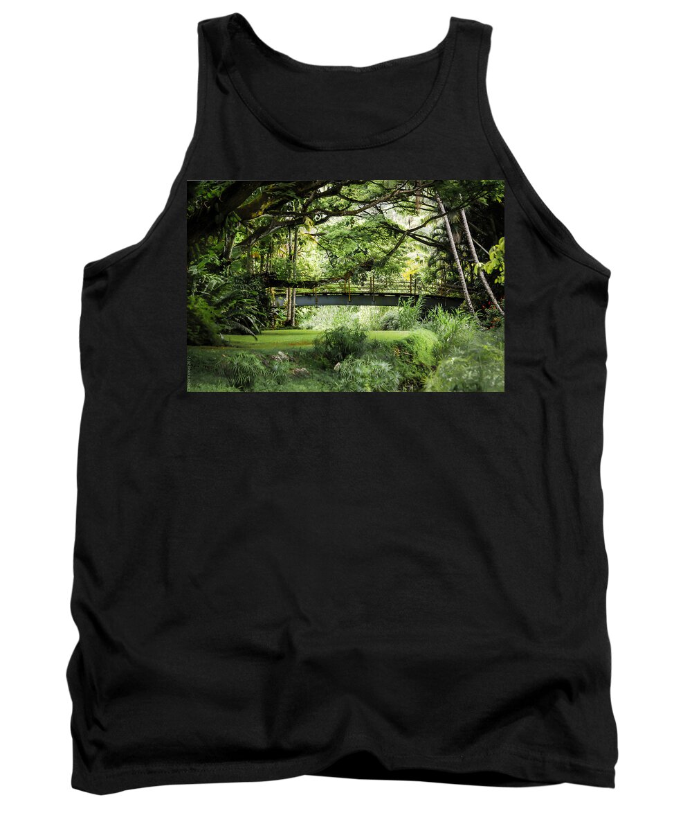 Tropical Tank Top featuring the photograph Bamboo Bridge in Forest by Debbie Karnes