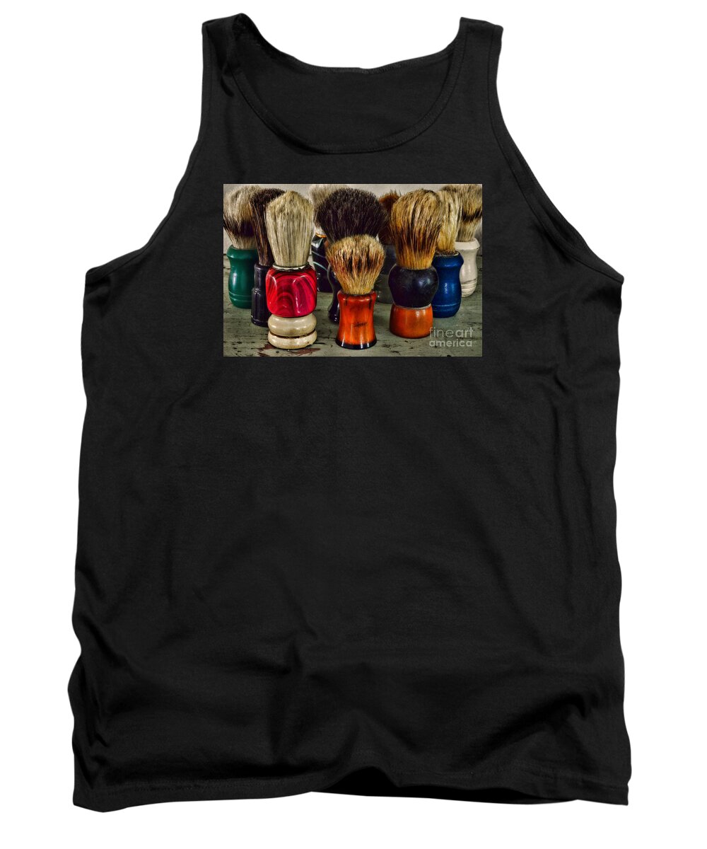 Vintage Barber Tank Top featuring the photograph Barber - Shaving Brush Collection by Paul Ward