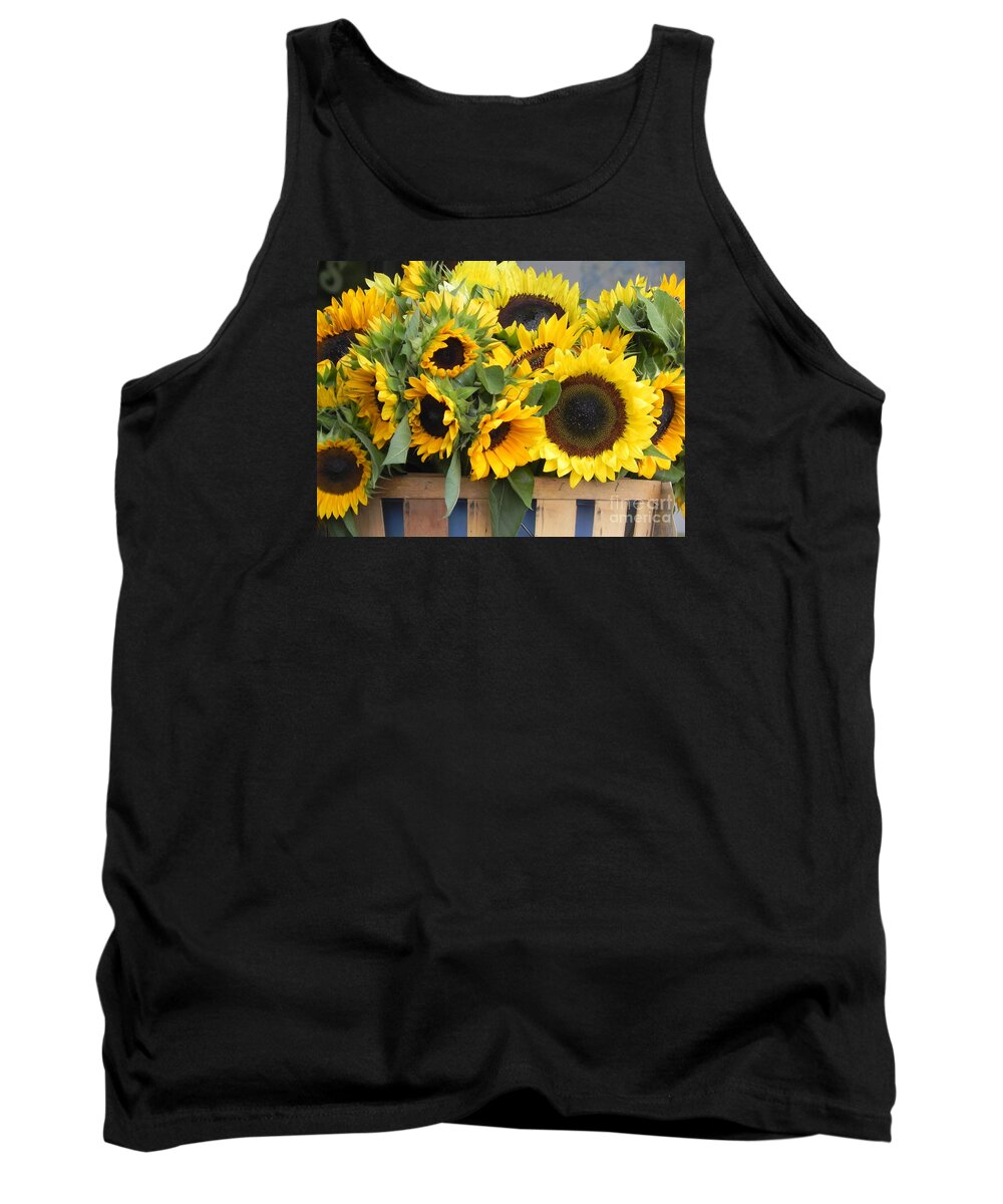 Photography Tank Top featuring the photograph Basket Of Sunflowers by Chrisann Ellis