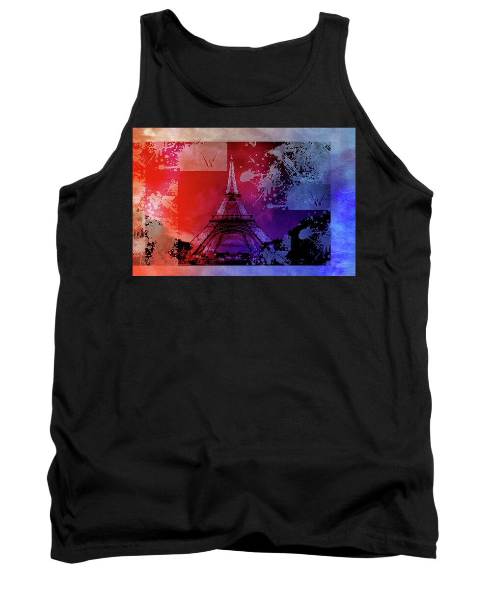 Paris Tank Top featuring the mixed media Bastille Day 12 by Priscilla Huber