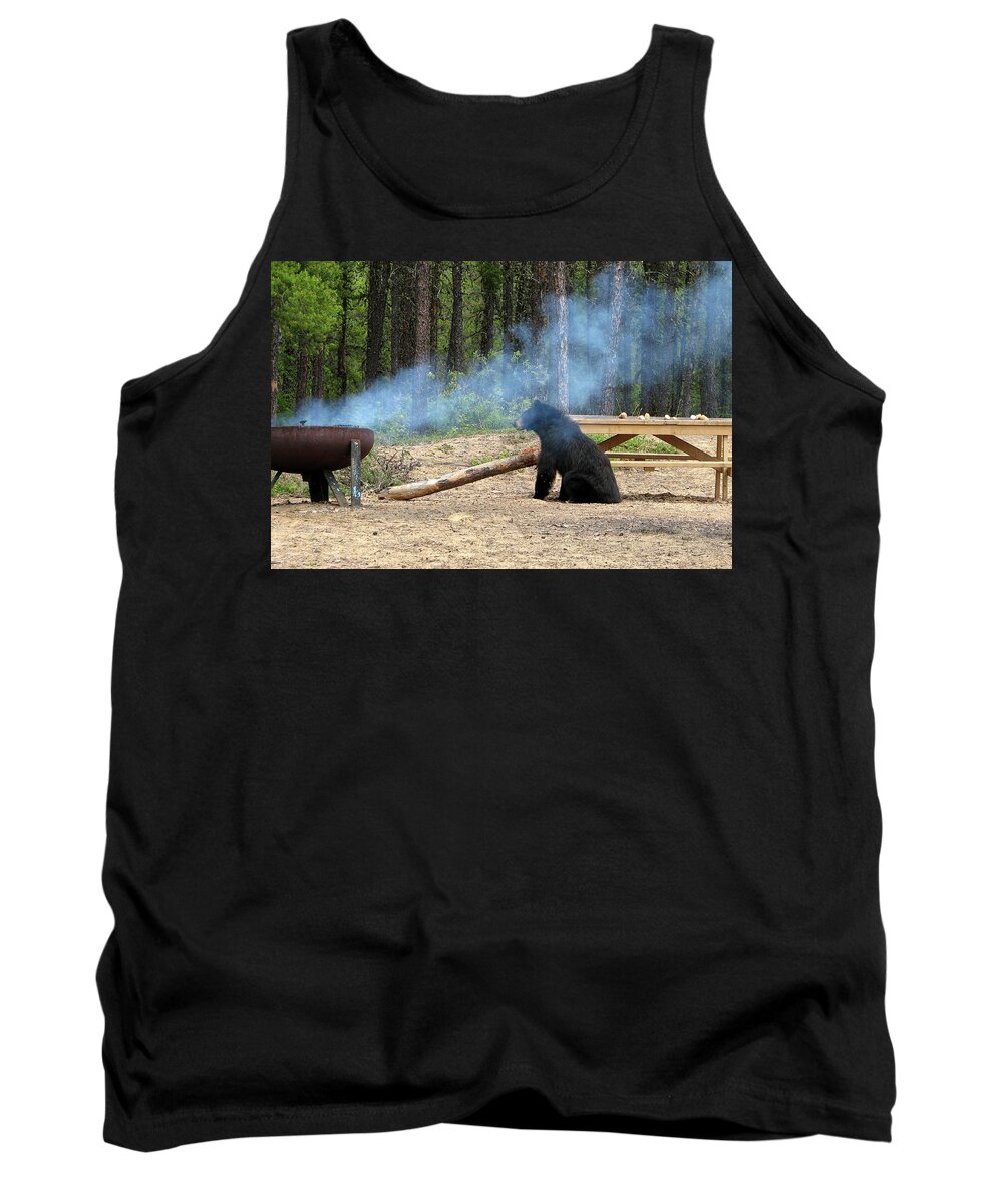 Black Tank Top featuring the photograph Bear Chef by Ted Keller