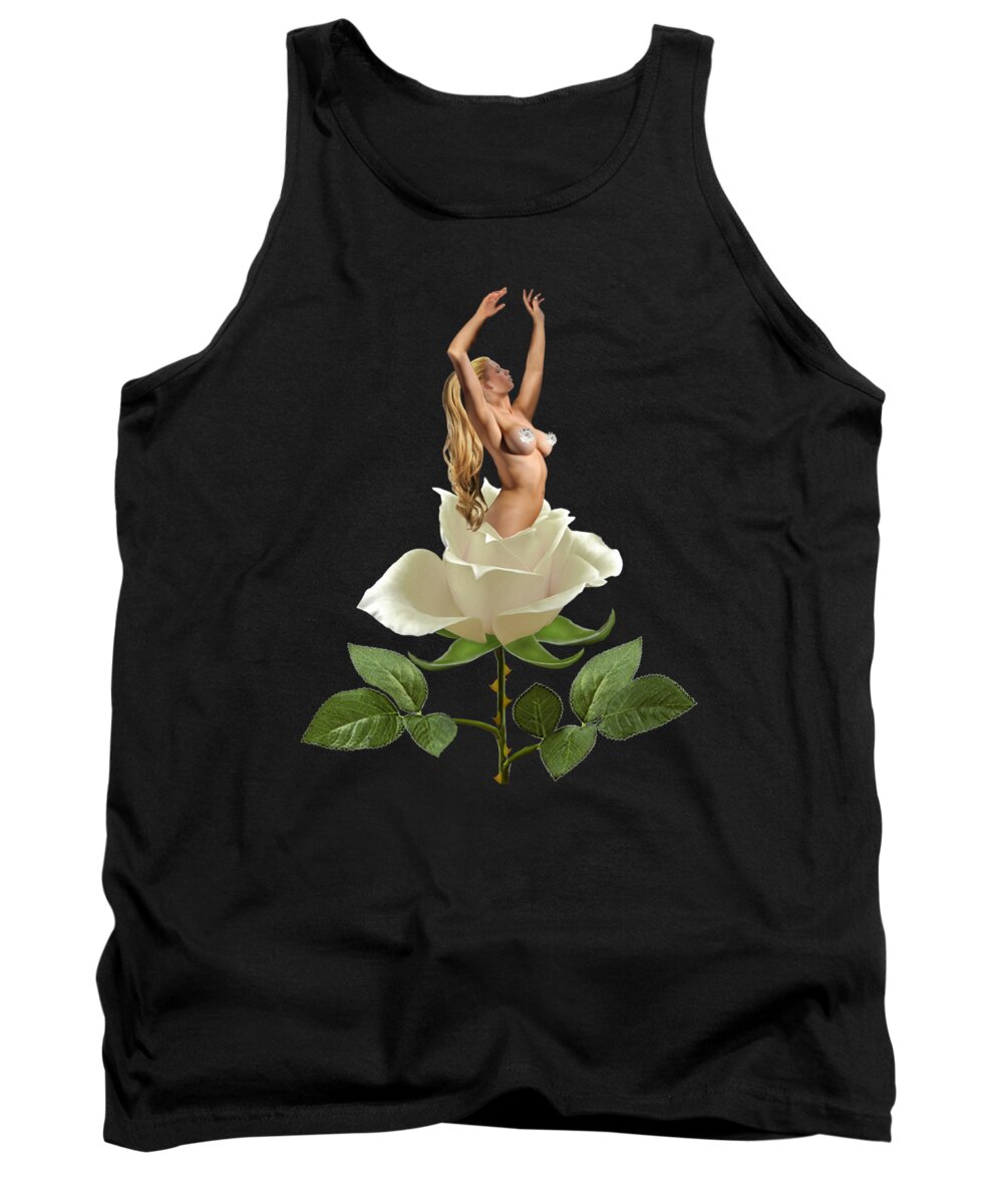 White Rose Tank Top featuring the digital art Beauty of the White Rose by Glenn Holbrook