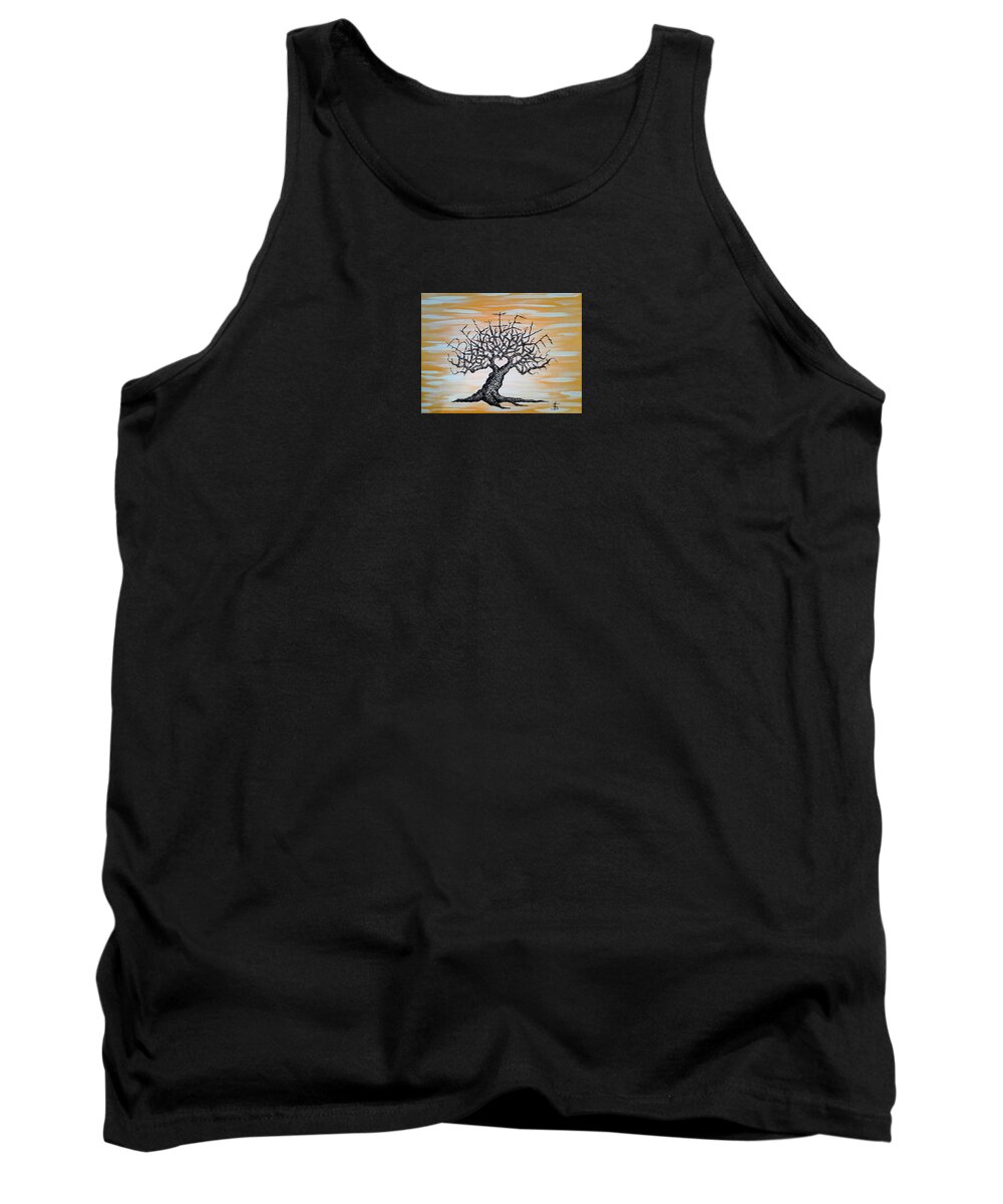 Aspire Tank Top featuring the drawing Believe Love Tree by Aaron Bombalicki