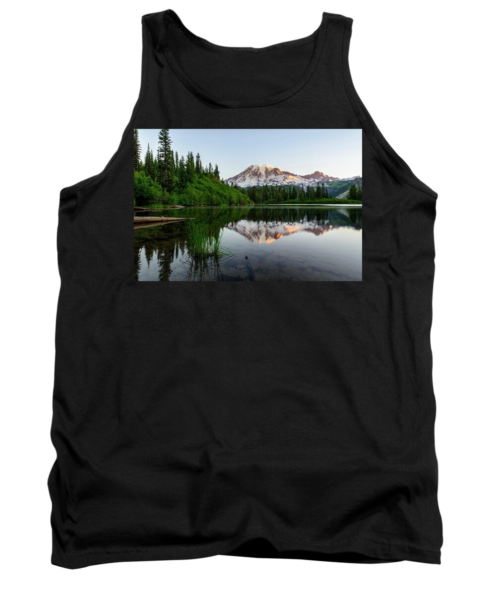 Lake Tank Top featuring the digital art Bench Lake by Michael Lee