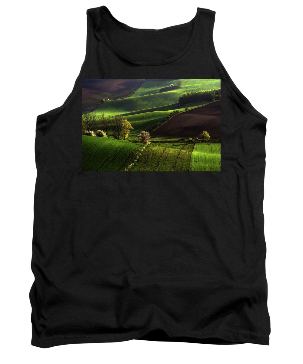 Jenny Rainbow Fine Art Photography Tank Top featuring the photograph Between Green Waves by Jenny Rainbow