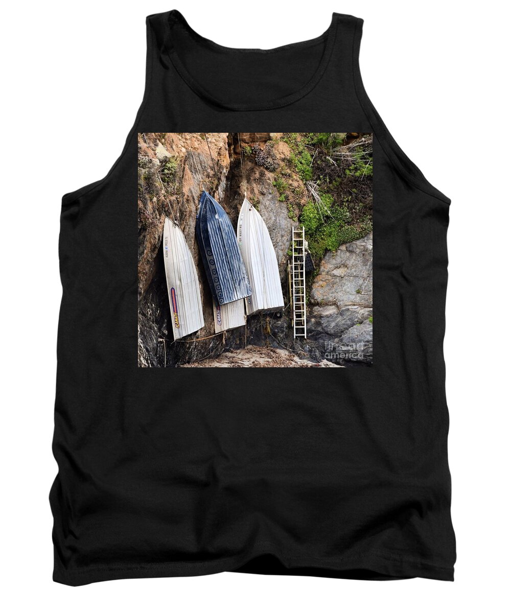Big Sur Tank Top featuring the photograph Big Sur Boats by Jeff Hubbard
