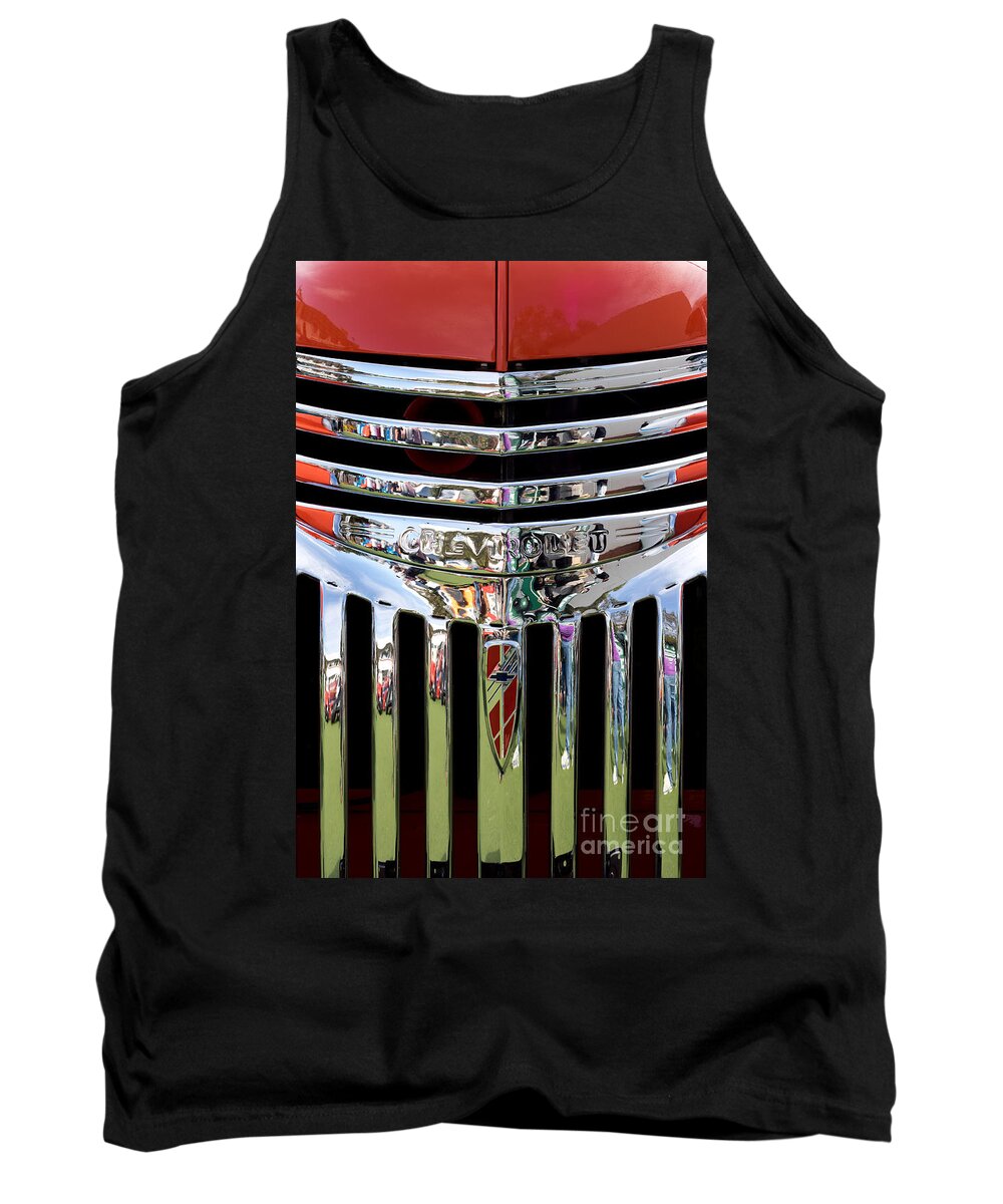 Chrome Tank Top featuring the photograph Chevrolet Grille 04 by Rick Piper Photography