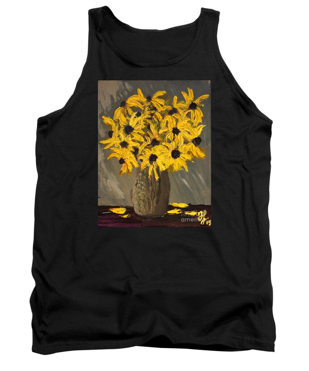 #flowerart Tank Top featuring the painting Black-eyed Susans by Francois Lamothe