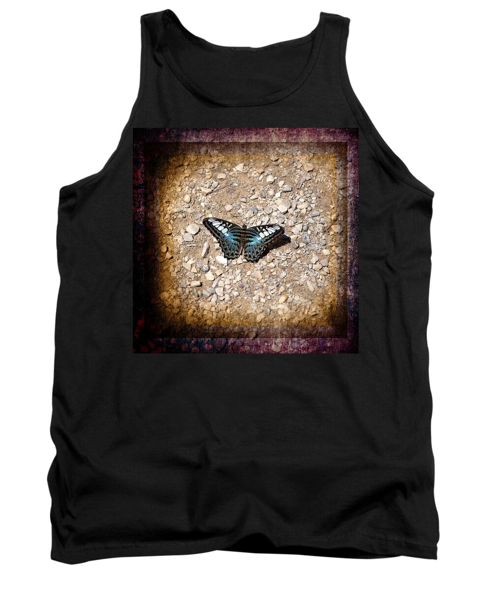 Butterfly Tank Top featuring the photograph Blue and White in Nature by Milena Ilieva