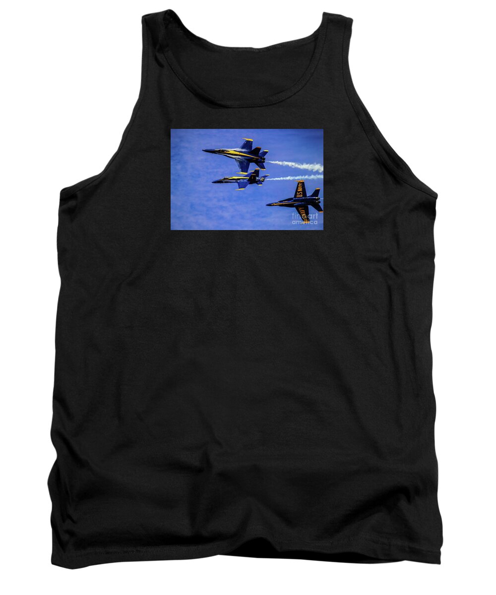 Blue Angels Tank Top featuring the photograph Blue Angel Roll by Patrick Dablow