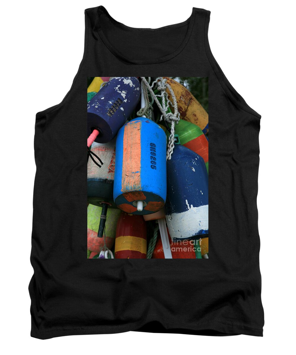 Buoys Tank Top featuring the photograph Blue Buoys by Timothy Johnson