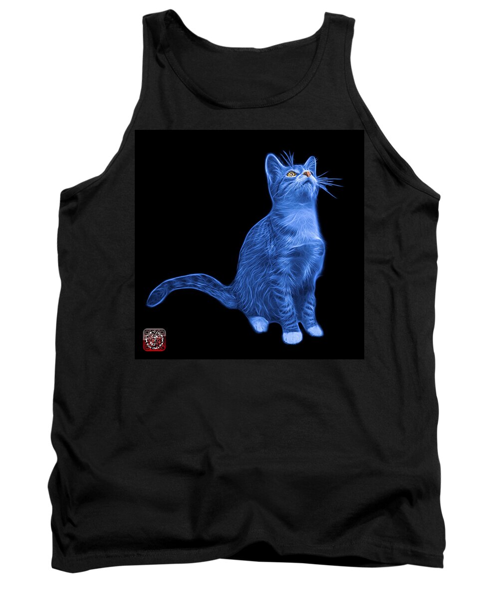 Cat Tank Top featuring the painting Blue Cat Art - 3771 BB by James Ahn