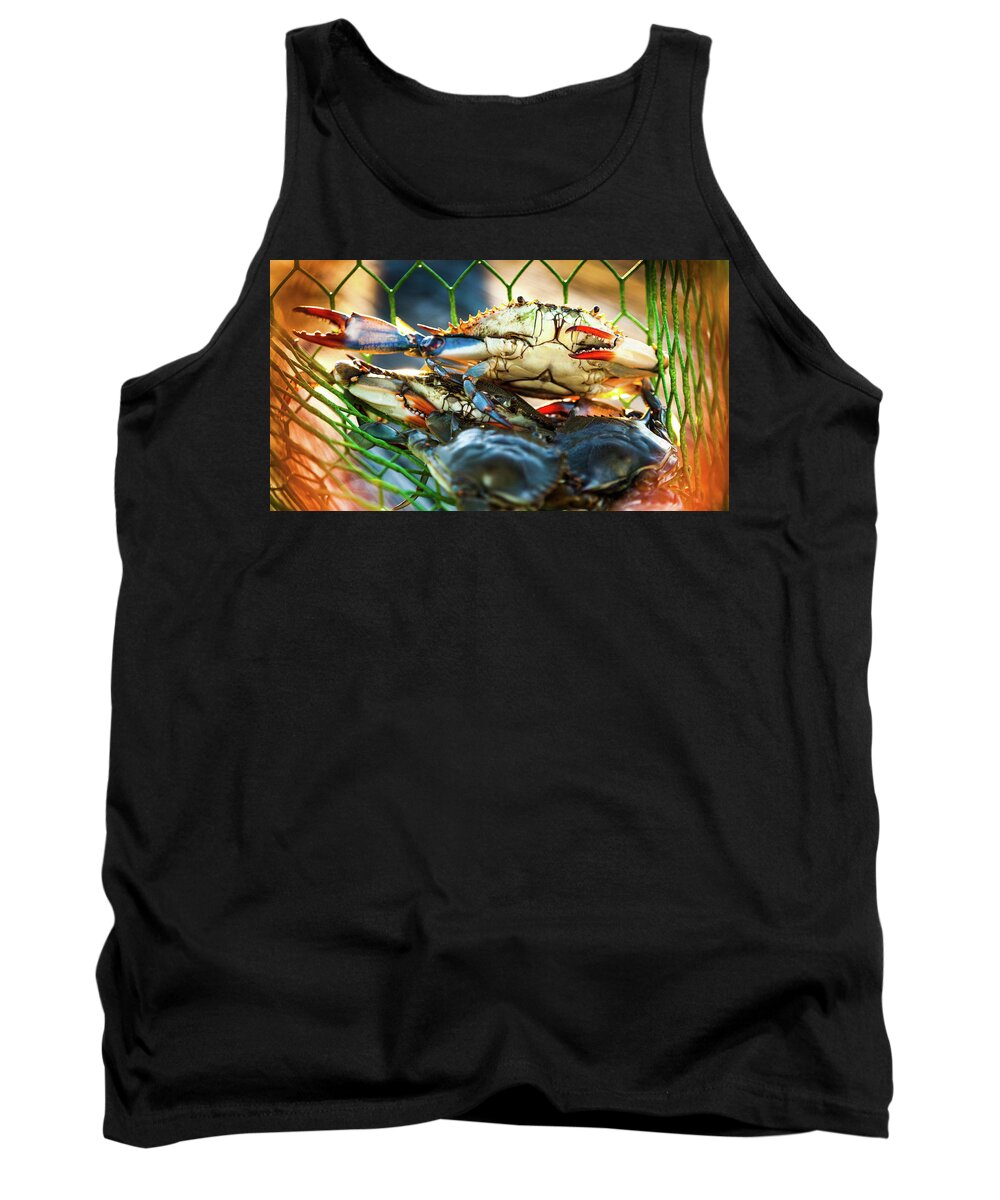 Blue Crabs Tank Top featuring the photograph Blue Crab Cha Cha Cha by Karen Wiles
