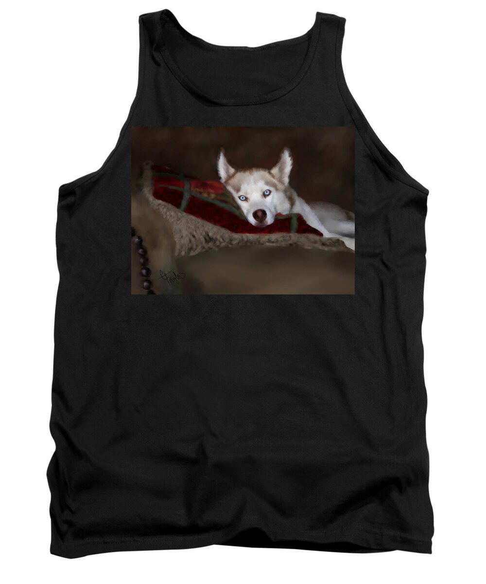 Dog Tank Top featuring the painting Blue Eyes by Colleen Taylor