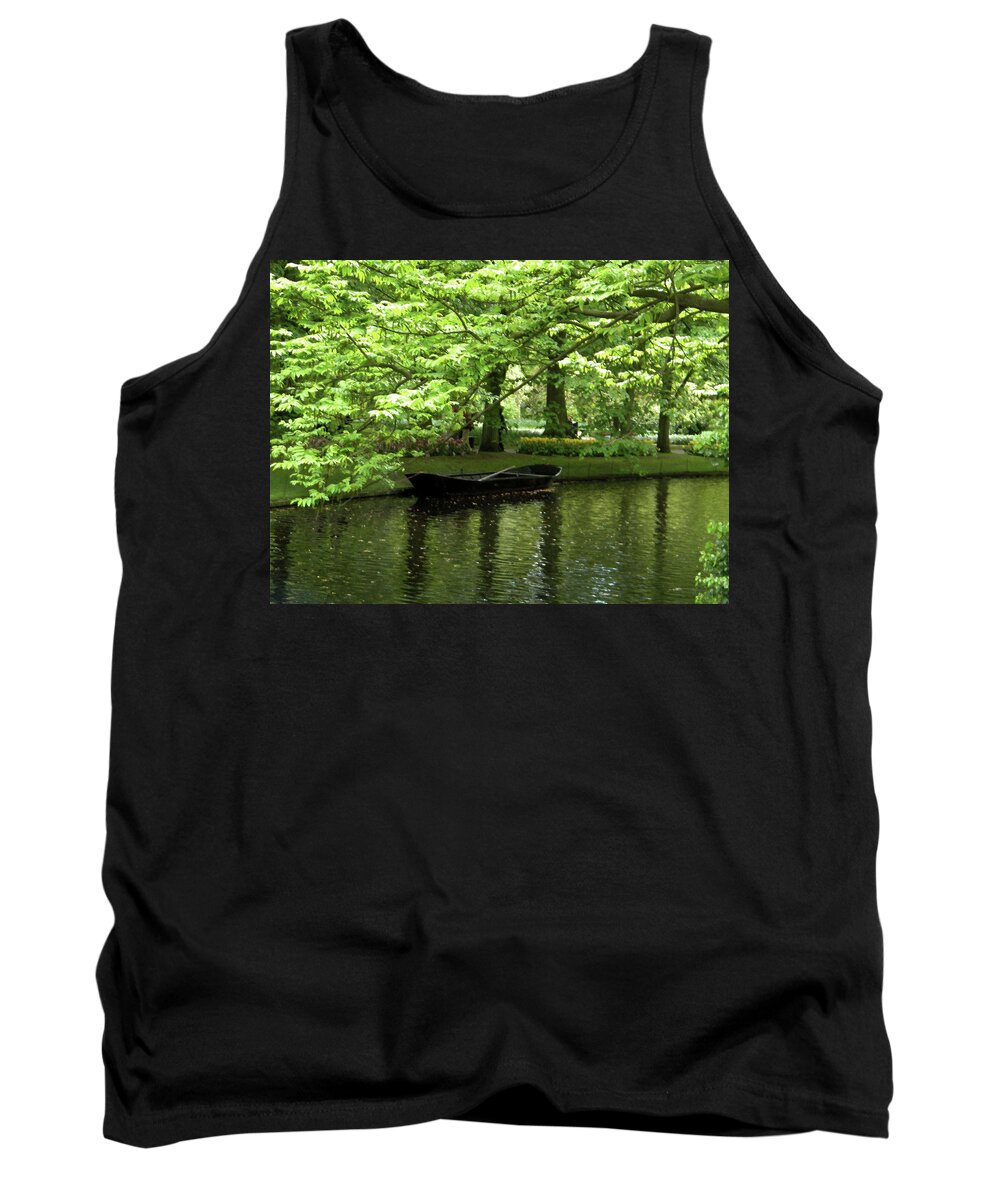 Boat Tank Top featuring the photograph Boat on a lake by Manuela Constantin