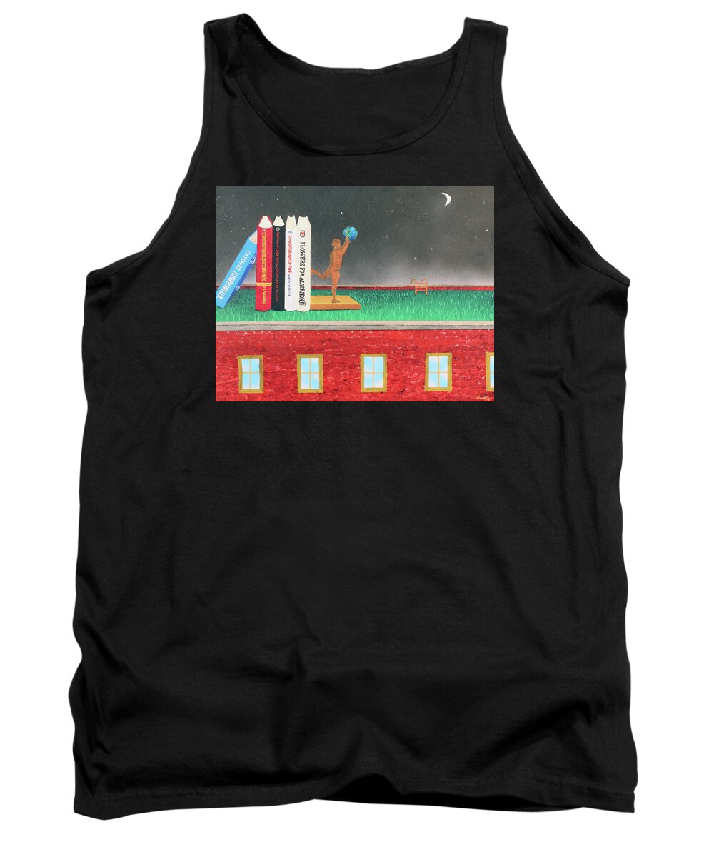 Surrealism Tank Top featuring the painting Books of Knowledge by Thomas Blood