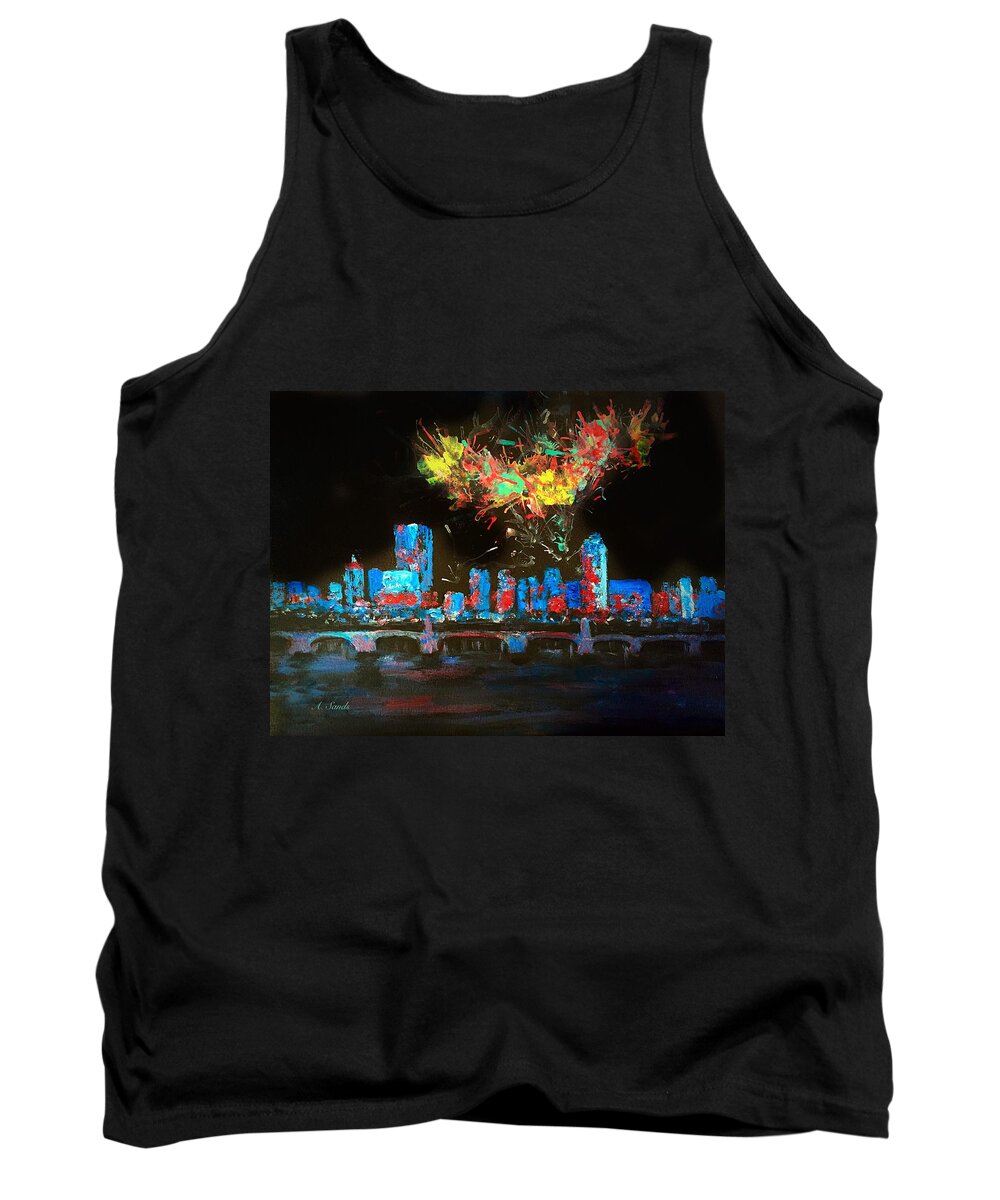 Charles River Tank Top featuring the painting Boston on the Charles by Anne Sands