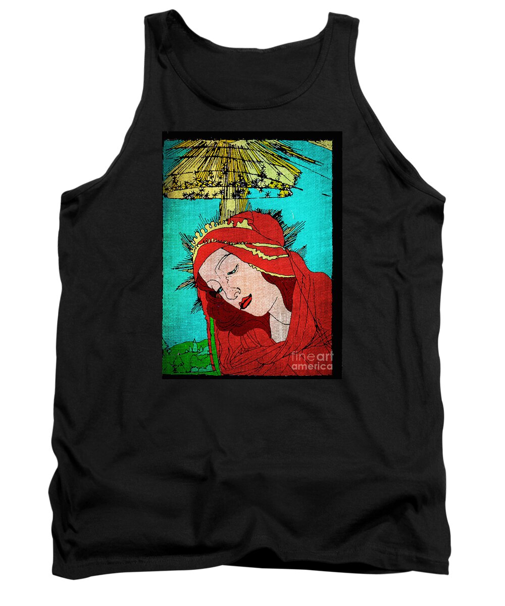 Botticelli Madonna Tank Top featuring the painting Botticelli Madonna Fabrique by Genevieve Esson