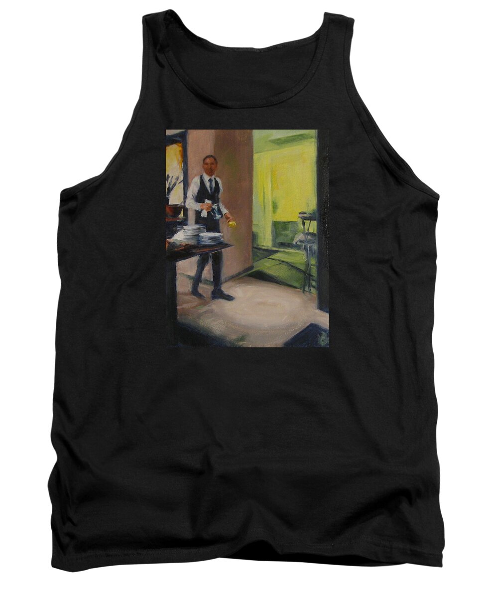 Waiter Tank Top featuring the painting Breakfast Service by Connie Schaertl