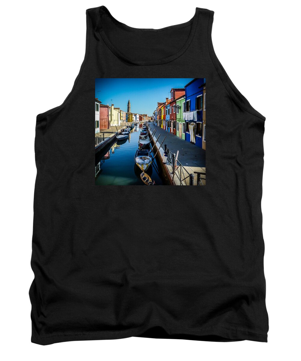 Burano Tank Top featuring the photograph Burano Canal Clothesline by Pamela Newcomb
