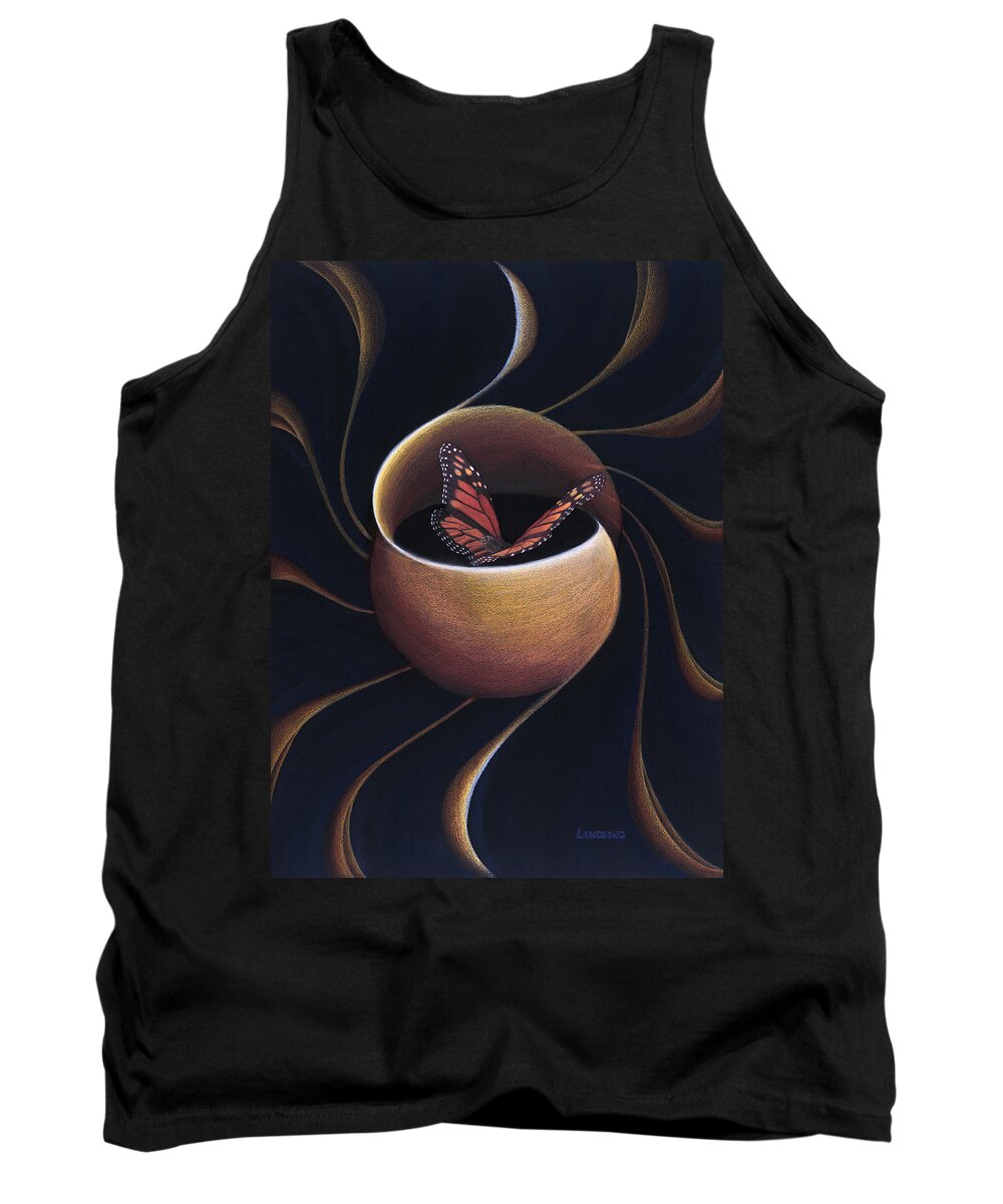 Butterfly Tank Top featuring the painting Butterfly Crossing Through the Portal by Robin Aisha Landsong