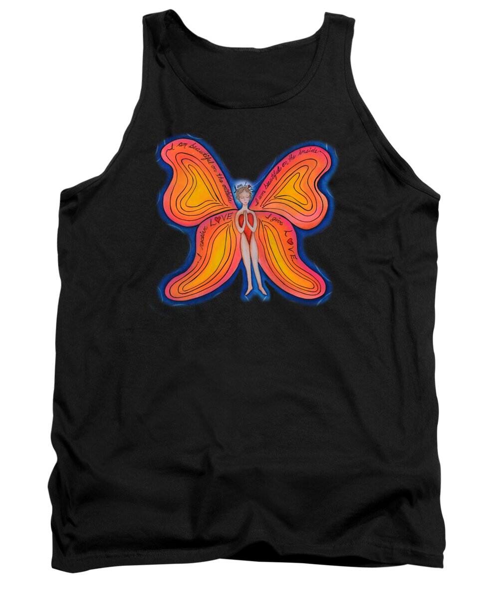 Butterfly Canvas Prints Tank Top featuring the painting Butterfly Mantra by Deborha Kerr