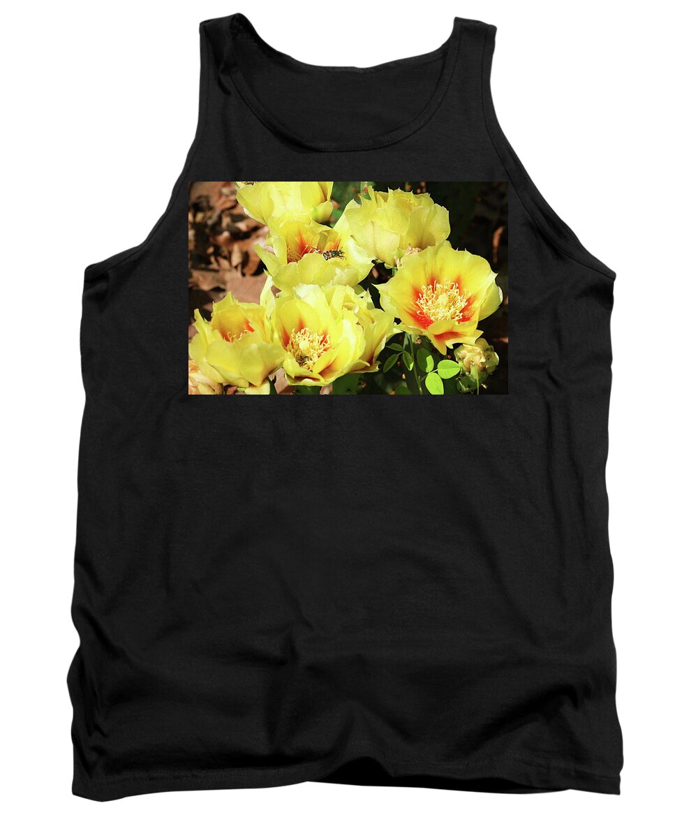 Nature Tank Top featuring the photograph Cactus Flowers and Friend by Sheila Brown