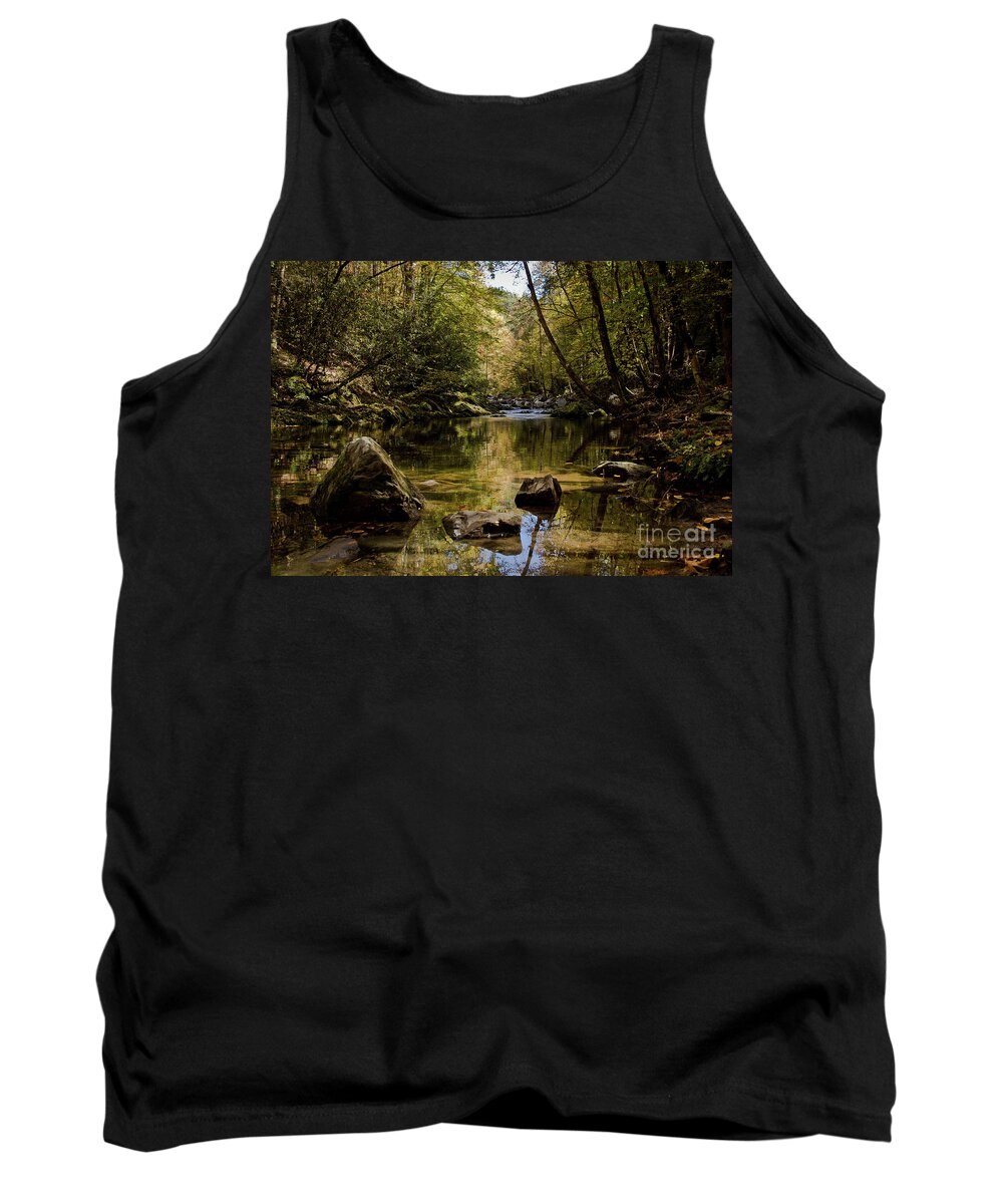 Stream Tank Top featuring the photograph Calmer Water by Douglas Stucky