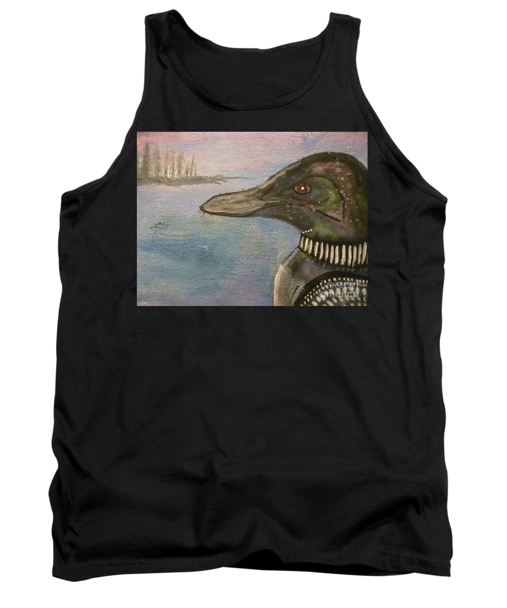 Loon Tank Top featuring the painting Canadian Loon by 'REA' Gallery