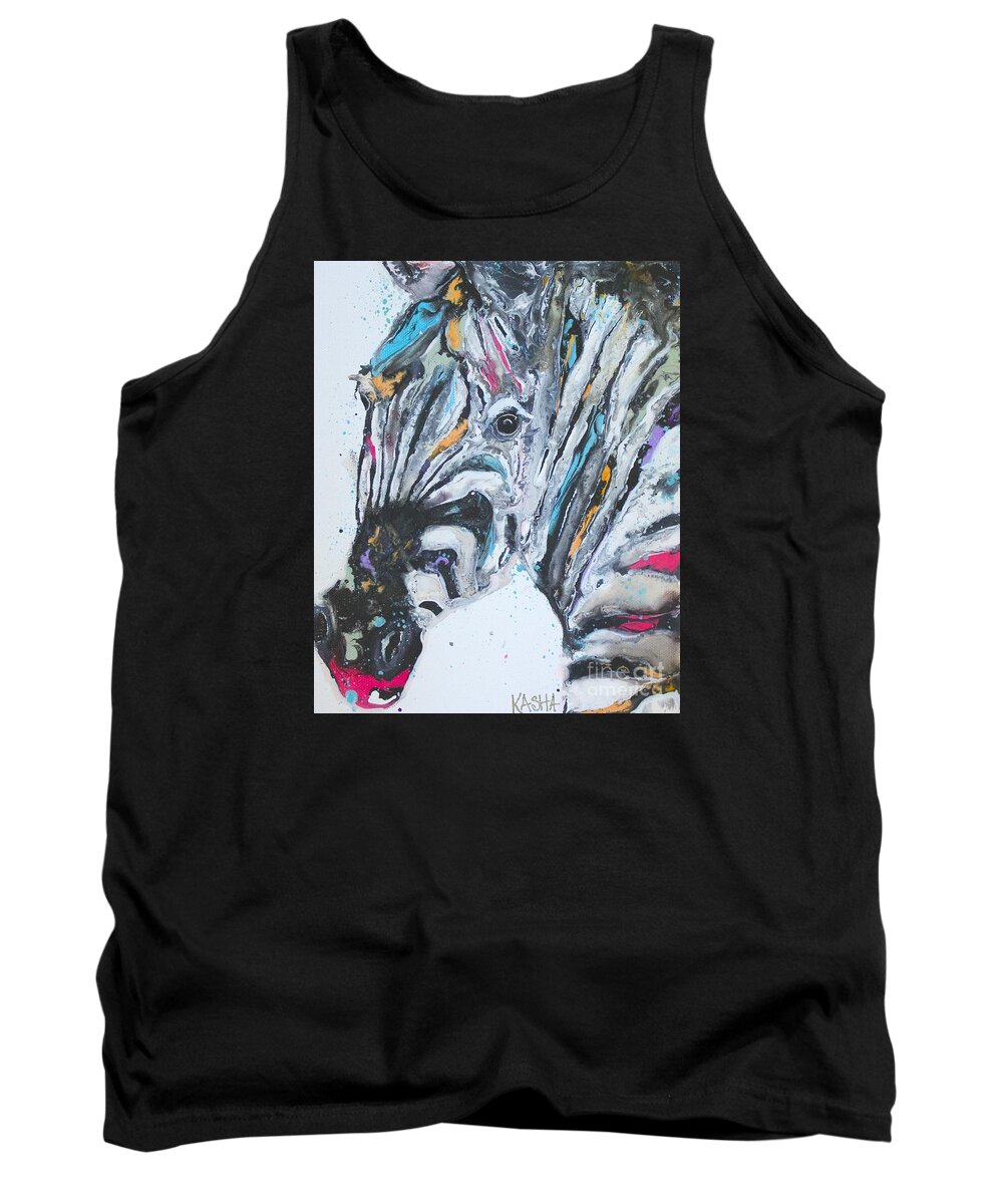 Zebra Tank Top featuring the painting Candy Cane by Kasha Ritter