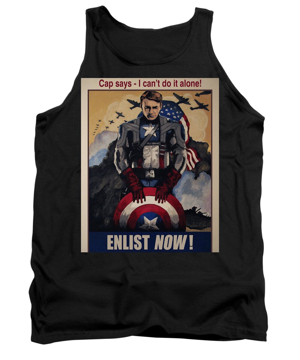 Avengers Tank Top featuring the painting Captain America Recruiting Poster by Dale Loos Jr