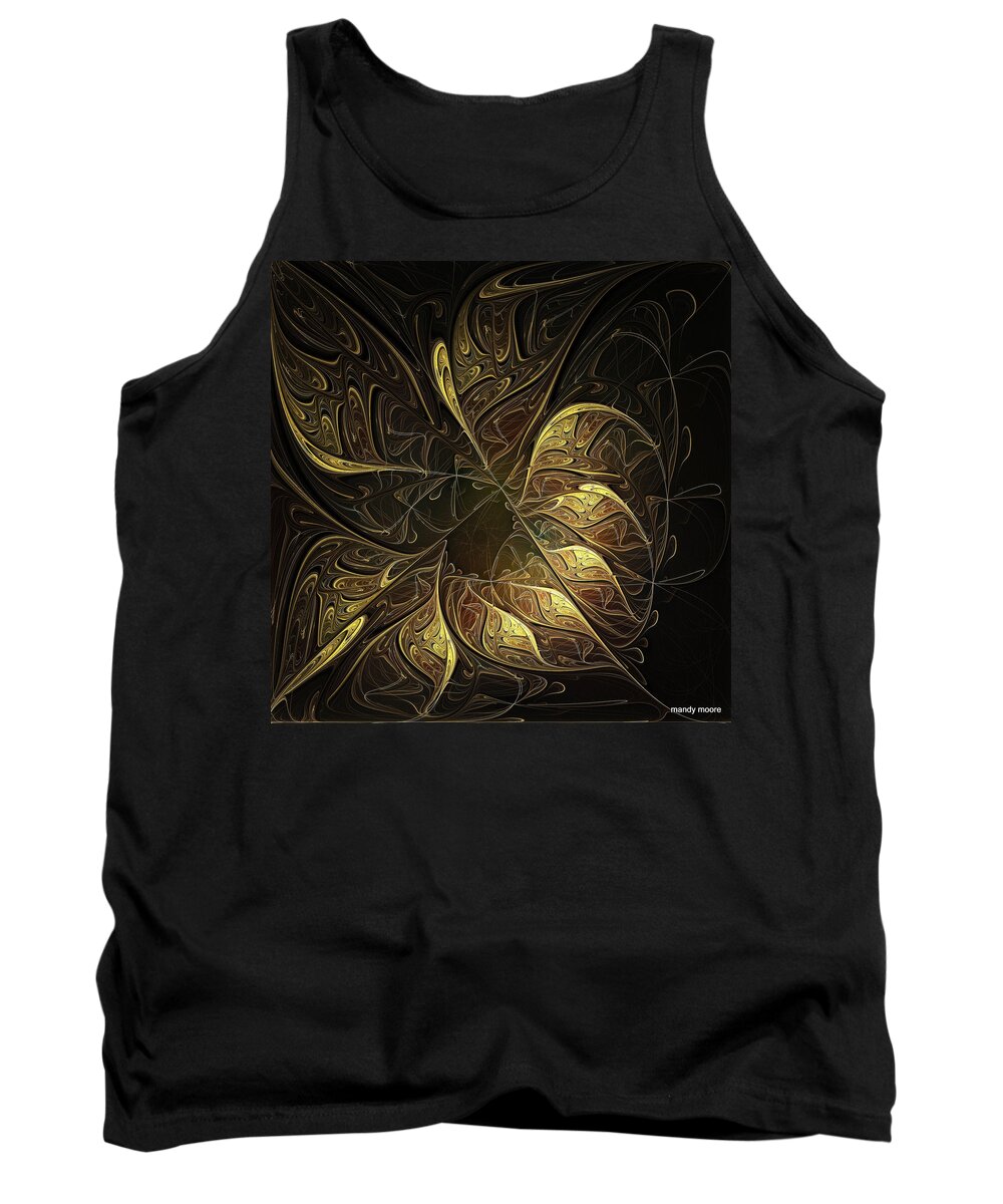Digital Art Tank Top featuring the digital art Carved in gold by Amanda Moore