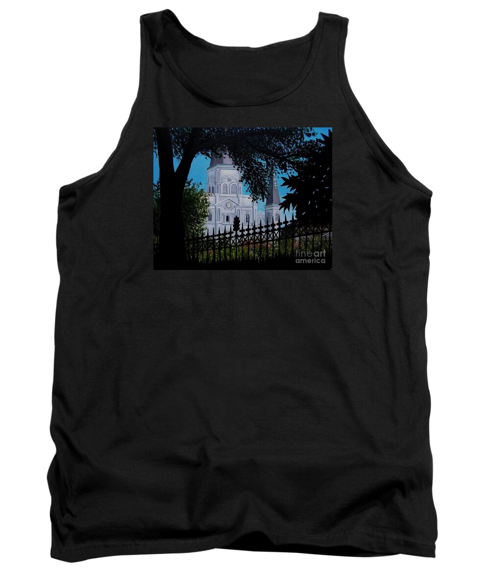 Cathedral Tank Top featuring the painting Cathedral at the Square by Valerie Carpenter