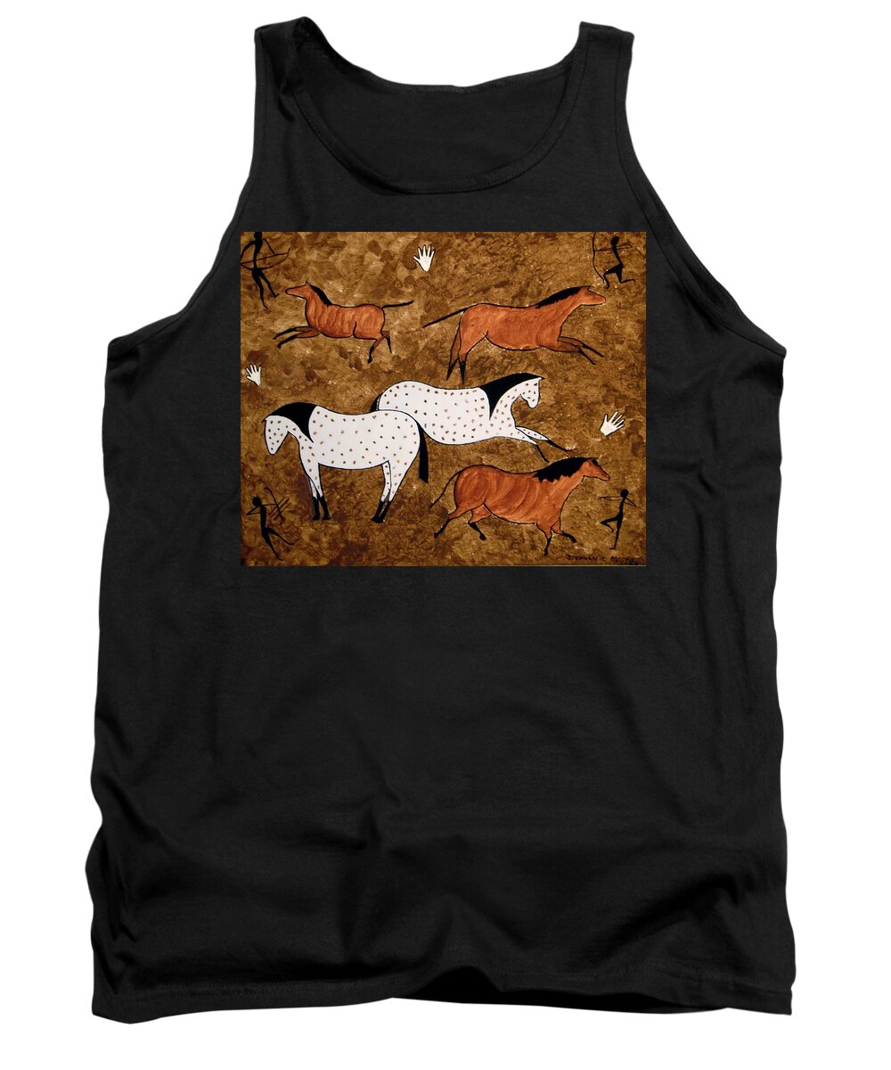 Horses Tank Top featuring the painting Cave Horses by Stephanie Moore
