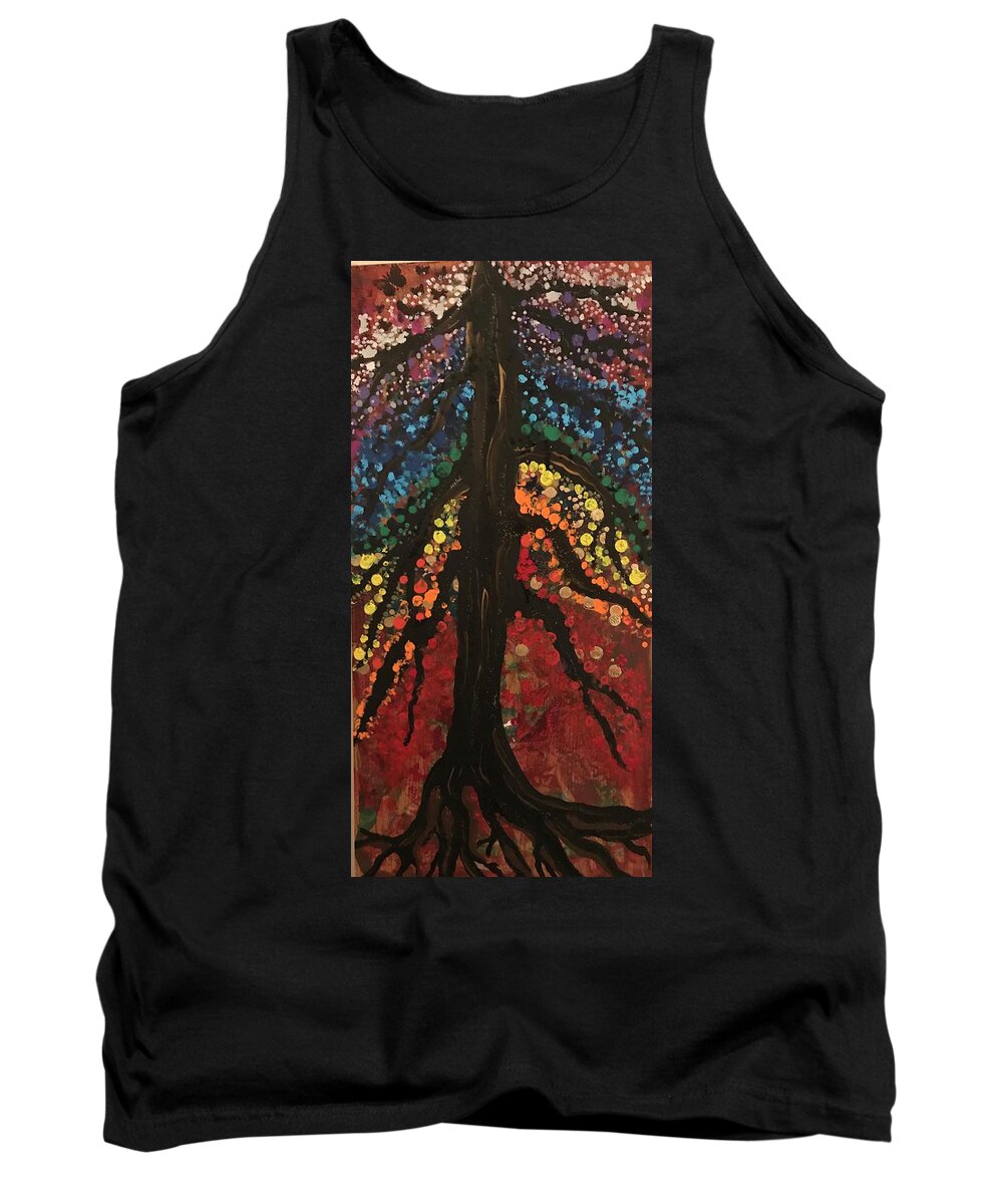 Landscape Tank Top featuring the painting Chakra tree by Christine Paris